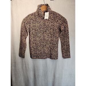 J.Crew Girls Cotton Leopard Print Tissue Turtleneck Long Sleeve Size 8 New